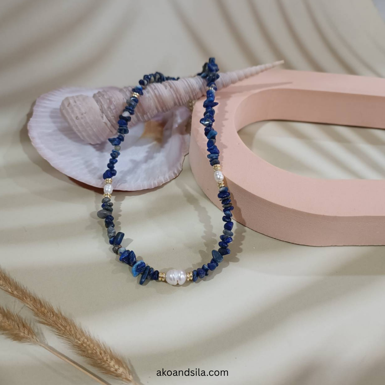 Lapis Lazuli & Freshwater Pearl Necklace - Image 4
