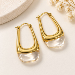 Clear Acrylic Drop Hoop Earrings