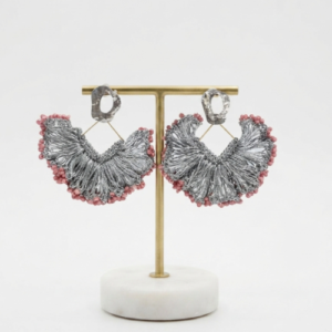 Pastel Pink Fringe Beaded Earrings