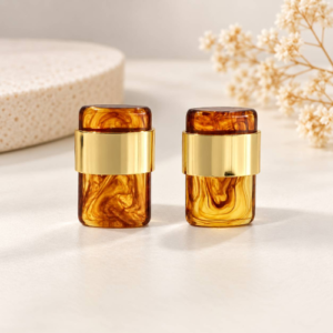 Brown Marble Acrylic Rectangle Stud Earrings