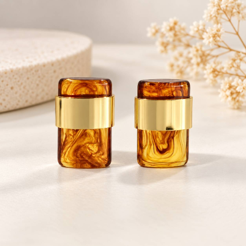 Brown Marble Acrylic Rectangle Stud Earrings