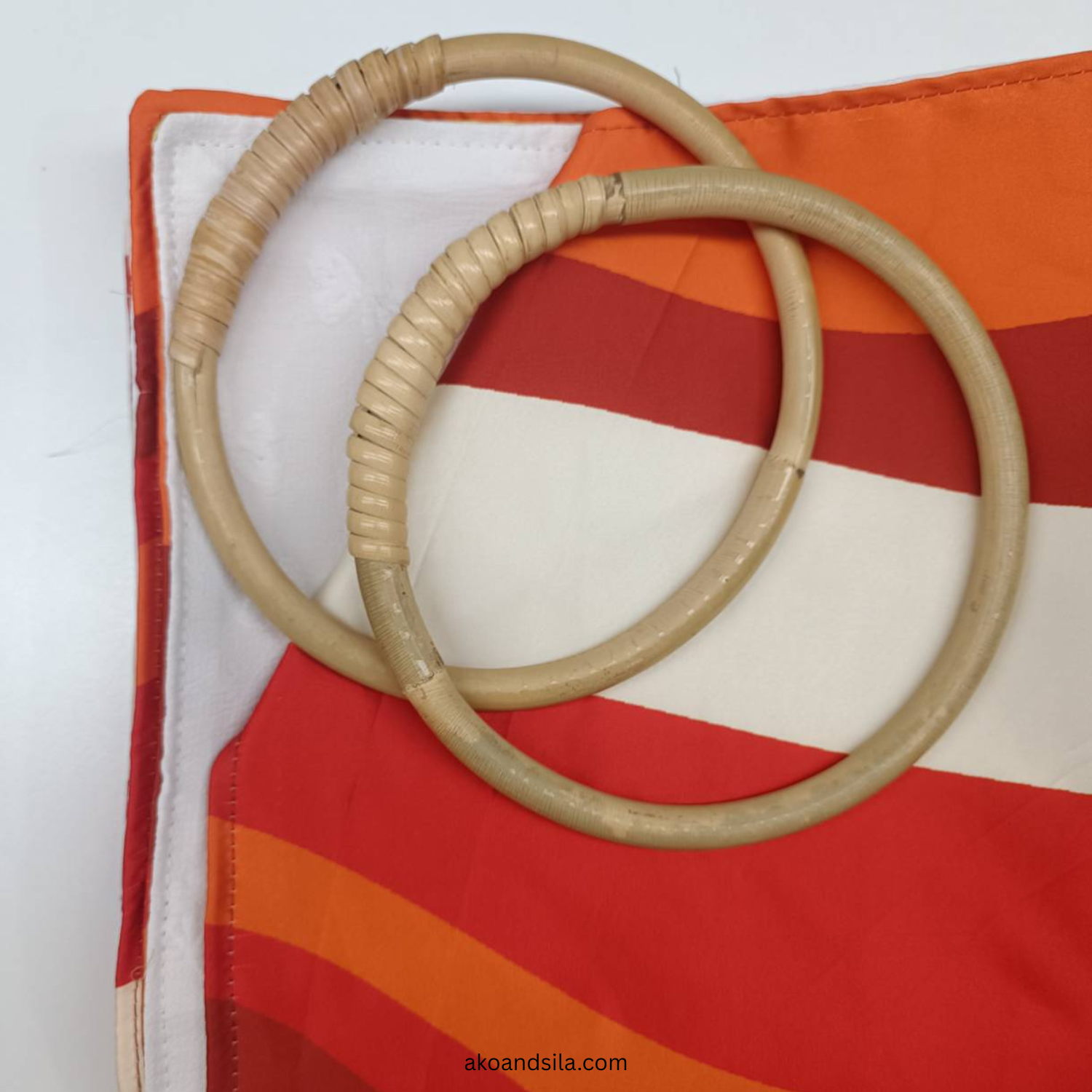 Sunset Stripe Silk Knot Bag with Bamboo Handle - Image 2
