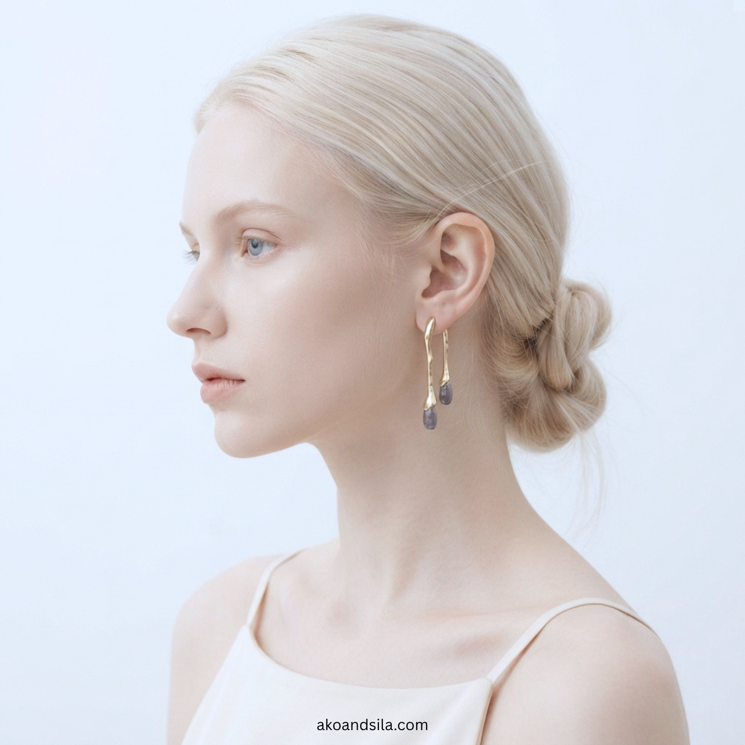 Dark Ocean Blue Acrylic Drop Wave Earrings - Image 2