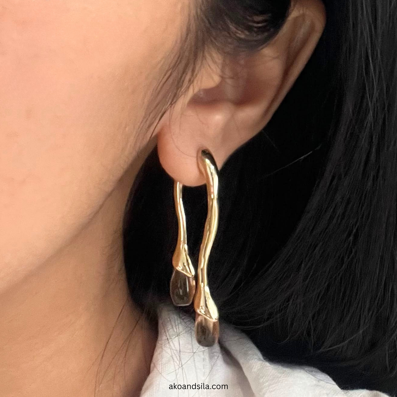 Brown Acrylic Drop Wave Earrings - Image 6