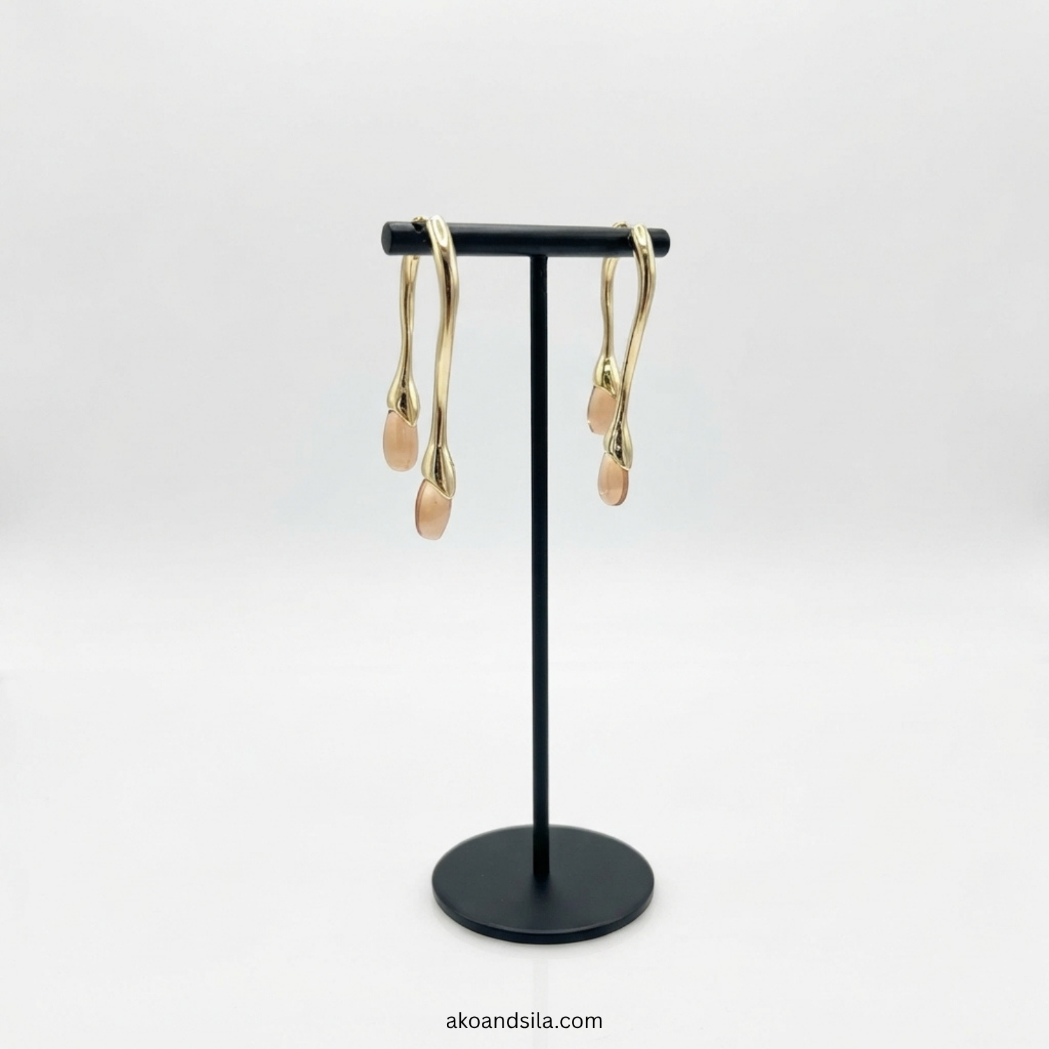 Brown Acrylic Drop Wave Earrings - Image 5