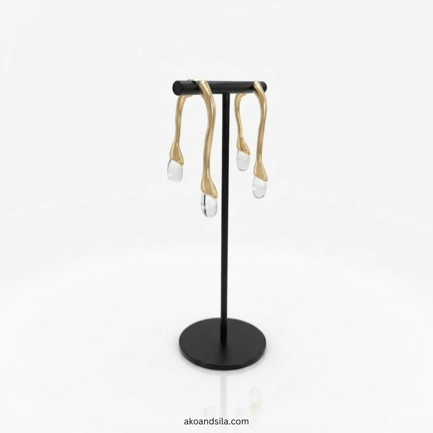 Clear Acrylic Drop Wave Earrings - Image 4