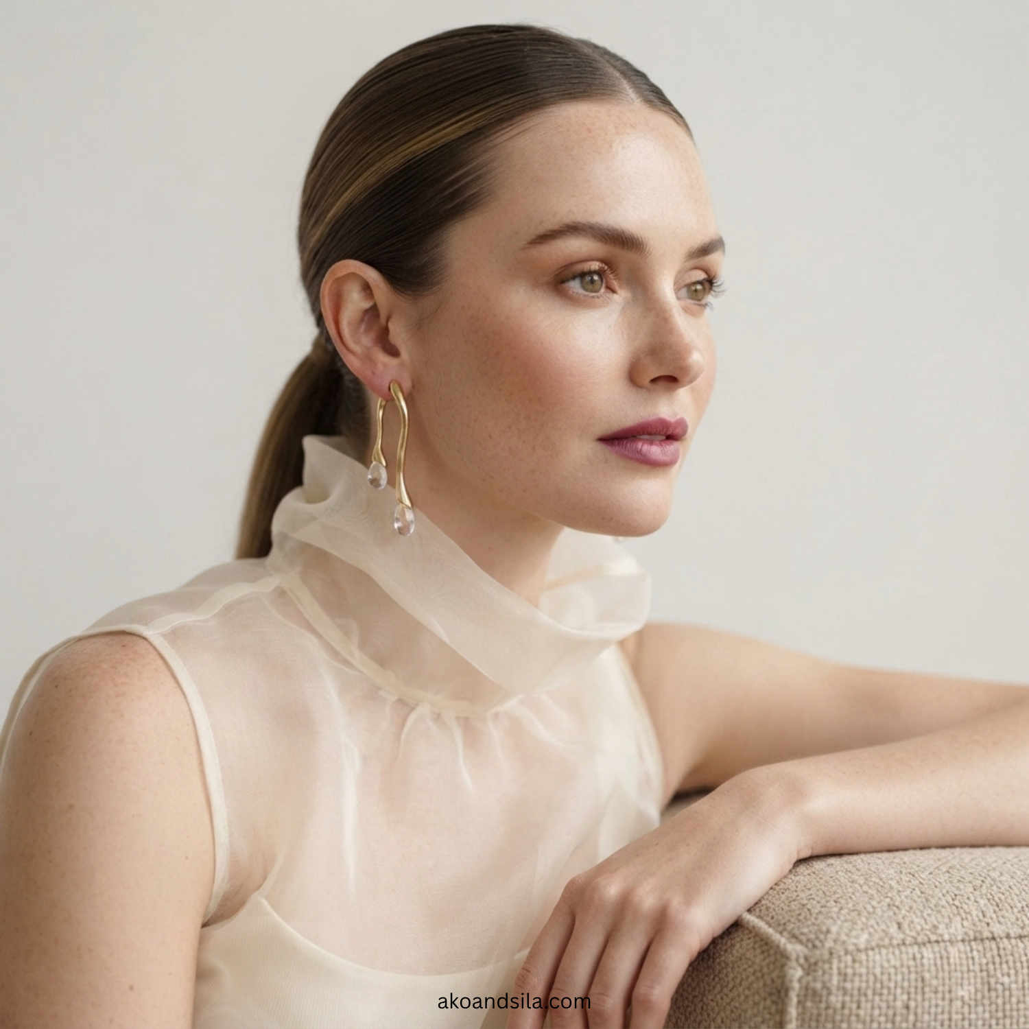 Clear Acrylic Drop Wave Earrings - Image 2