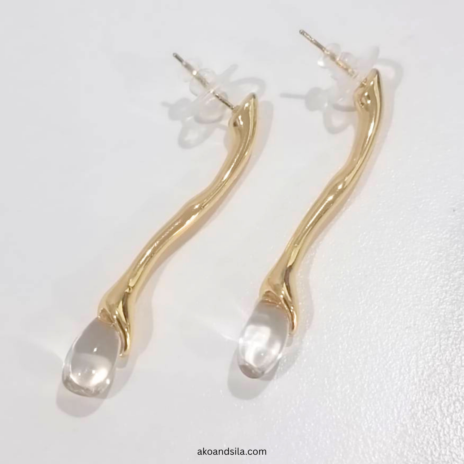 Clear Acrylic Drop Wave Earrings - Image 3