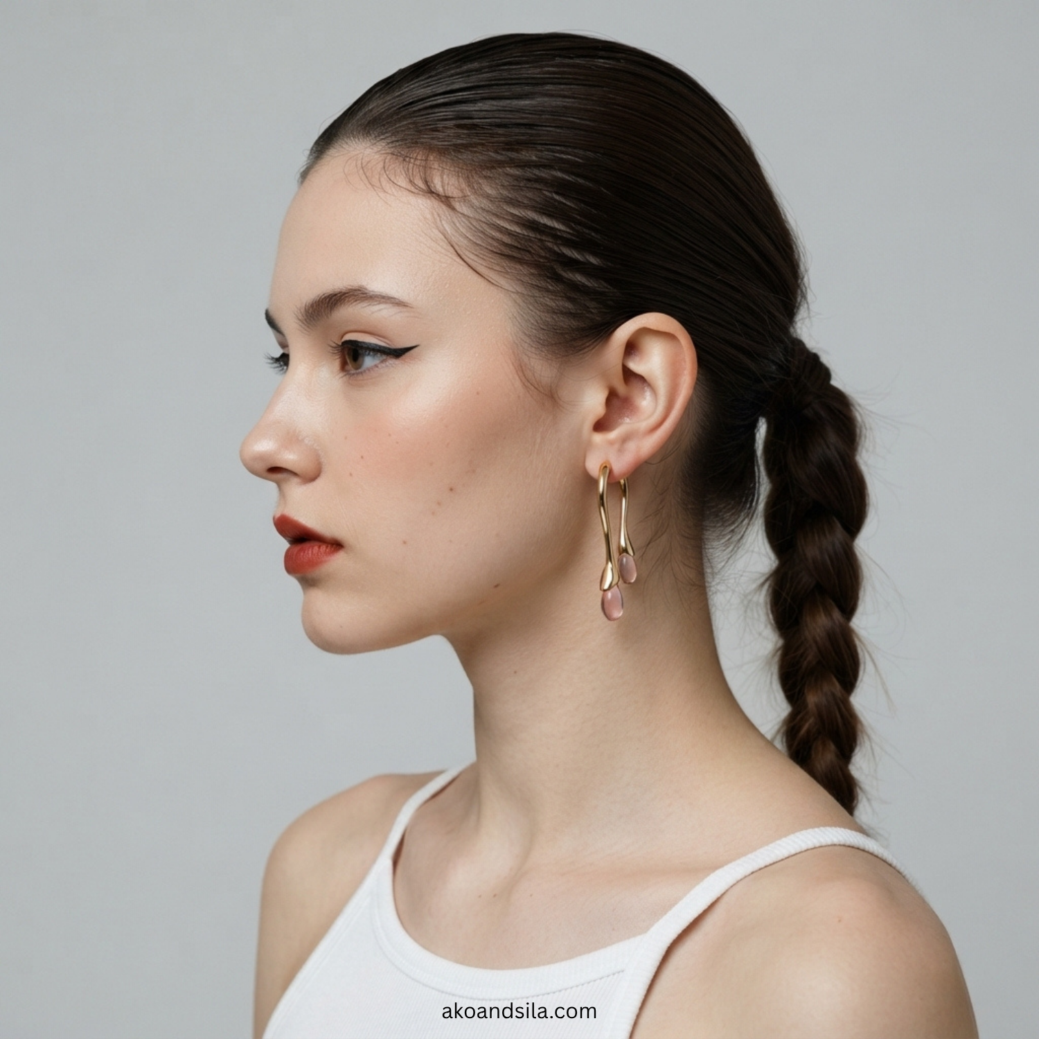 Blush Pink Acrylic Drop Wave Earrings - Image 3