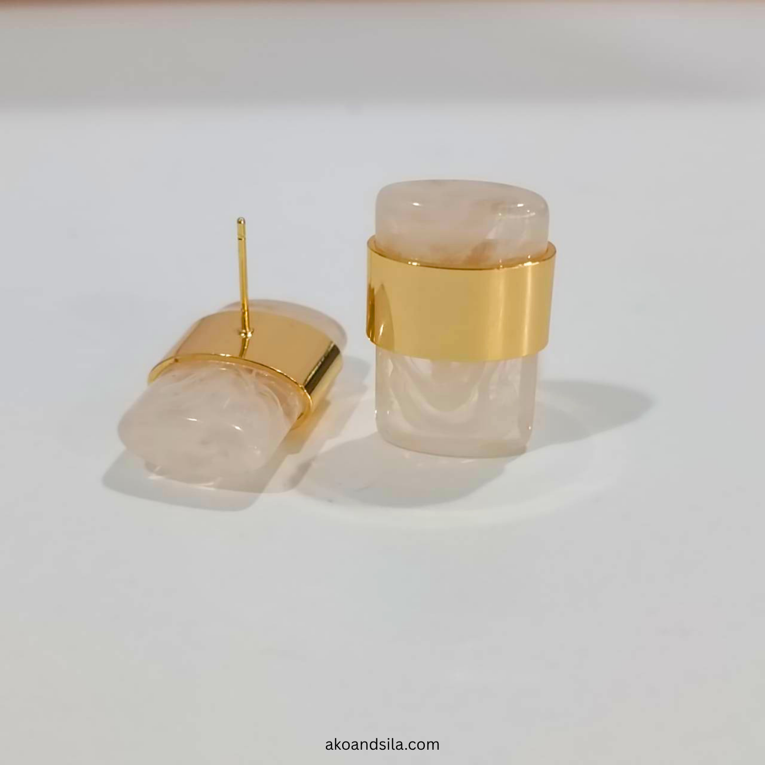 Frosted White Acrylic Rectangle Stud Earrings - Image 3