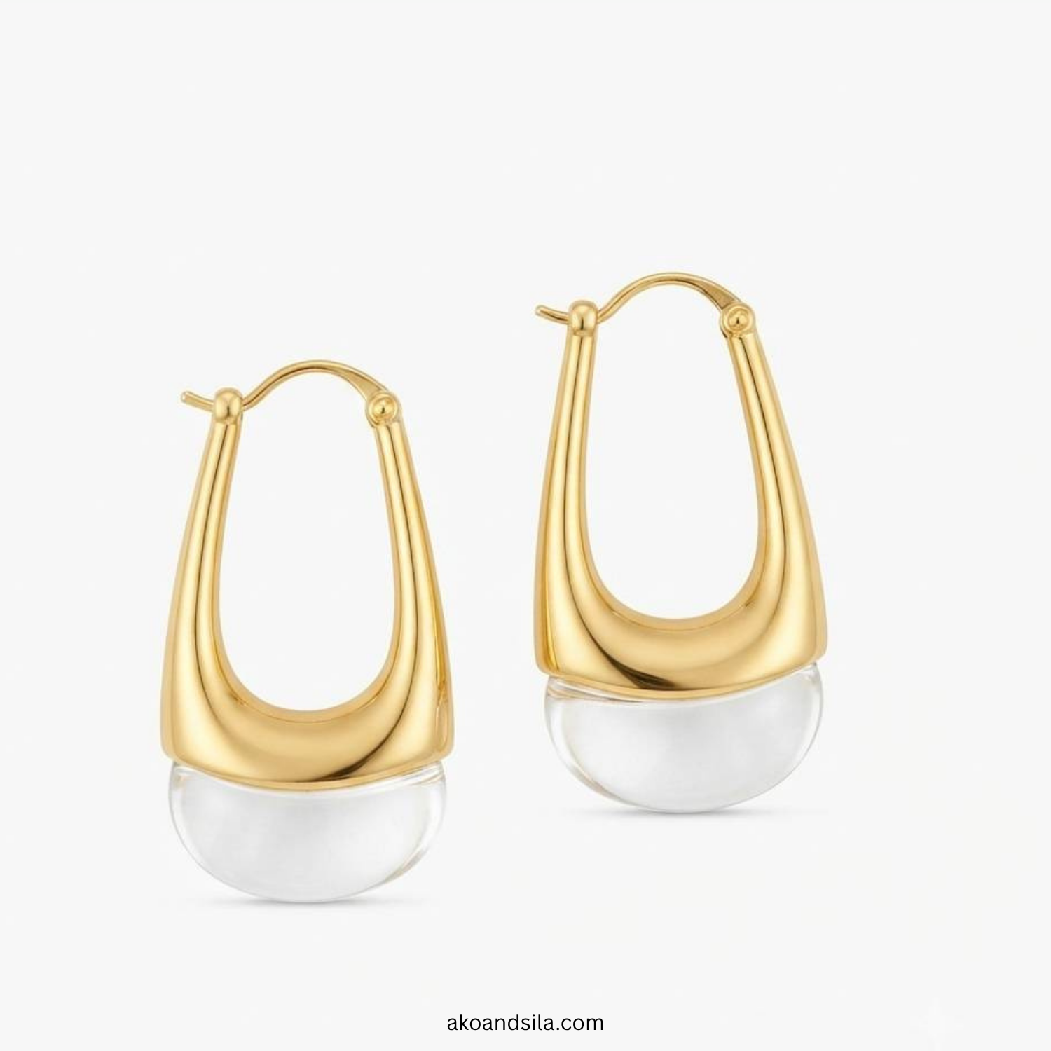 Clear Acrylic Drop Hoop Earrings - Image 4