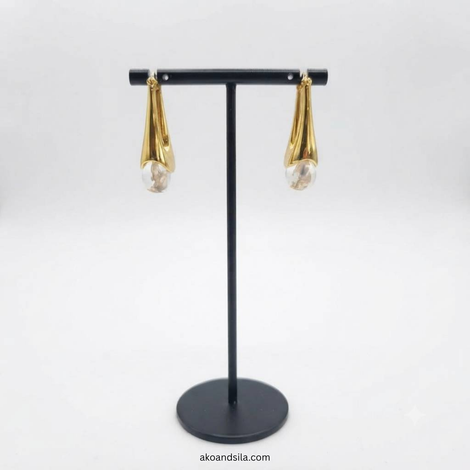 Clear Acrylic Drop Hoop Earrings - Image 2