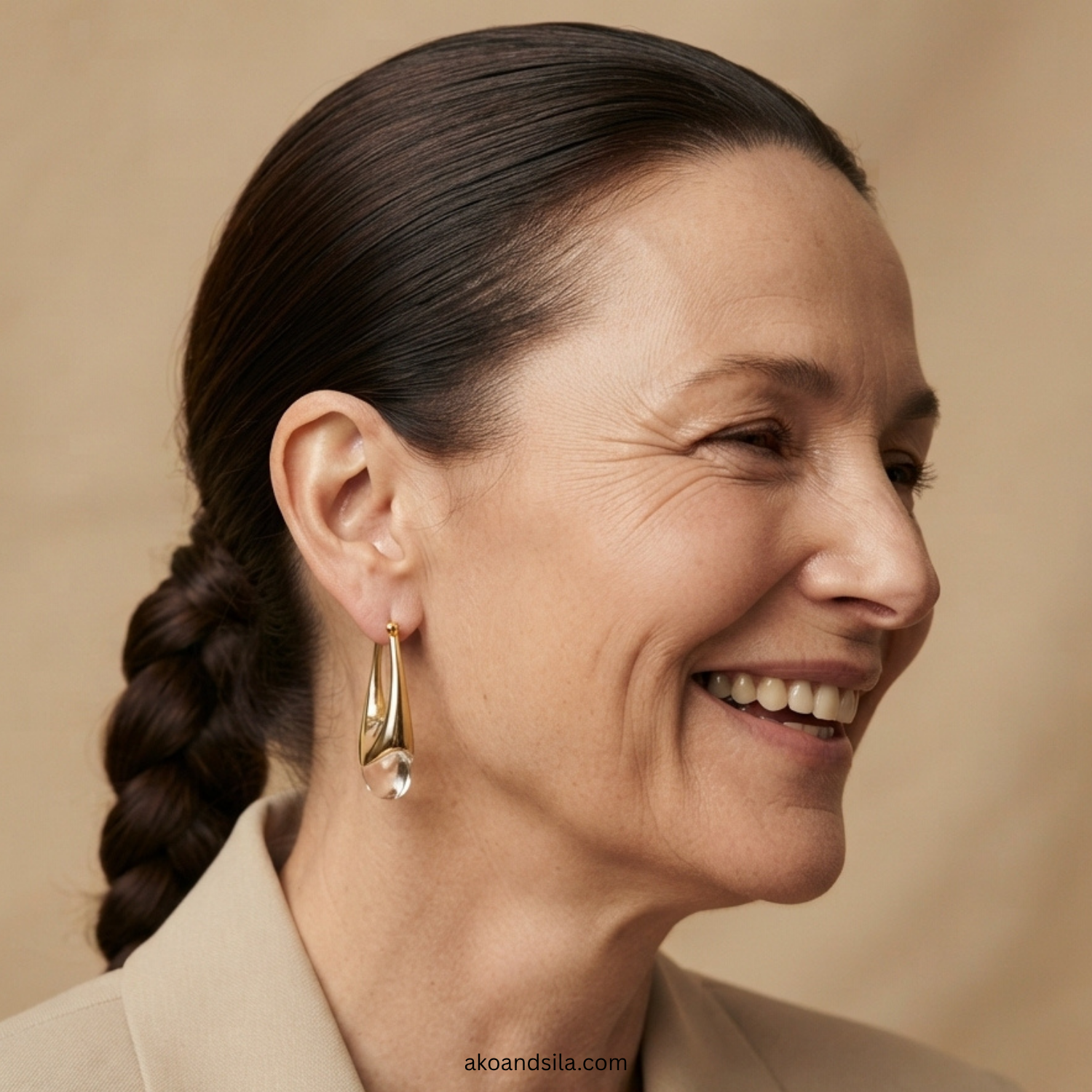 Clear Acrylic Drop Hoop Earrings - Image 3