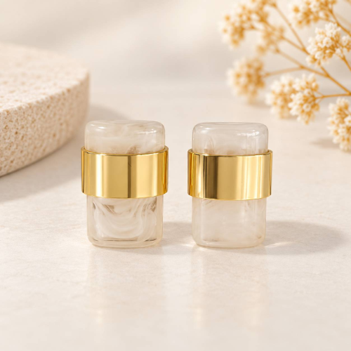 Frosted White Acrylic Rectangle Stud Earrings