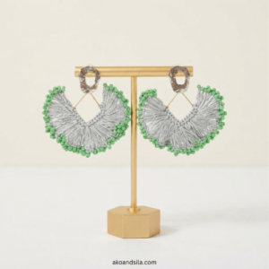 Light Green Fringe Beaded Earrings