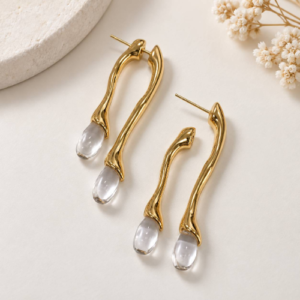 Clear Acrylic Drop Wave Earrings