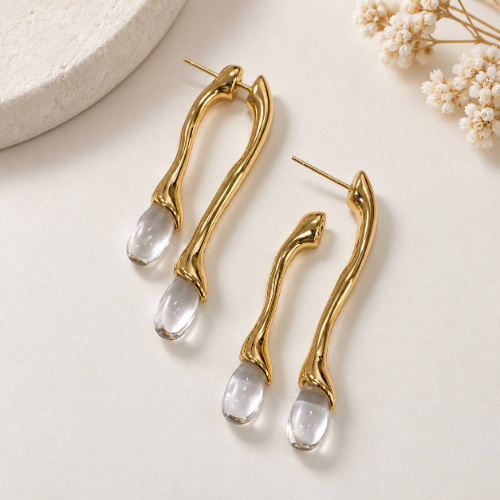 Clear Acrylic Drop Wave Earrings