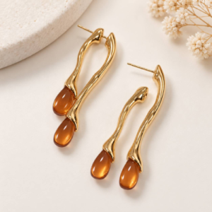 Brown Acrylic Drop Wave Earrings