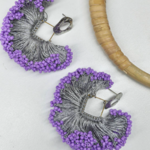 Lilac Silver Fringe Statement Earrings